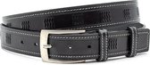 JV Belts Unisex riem zwart - heren en dames riem - 3.5 cm breed - Naturel - Echt Leer - Taille: 110cm - Totale lengte riem: 125cm