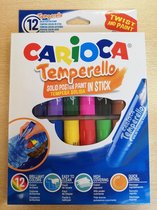 Verf / tekenstick Carioca Temperello 12 kleuren in een doos