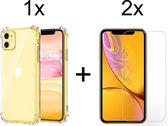 iPhone 12 hoesje en iPhone 12 Pro hoesje shock proof case transparant hoesjes cover hoes - 2x iPhone 12/12 Pro Screenprotector