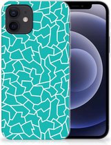 Back Case Siliconen Hoesje iPhone 12 | 12 Pro (6.1") Telefoonhoesje Cracks Blue