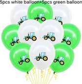 10 stuks ballonnen tractor groen-wit