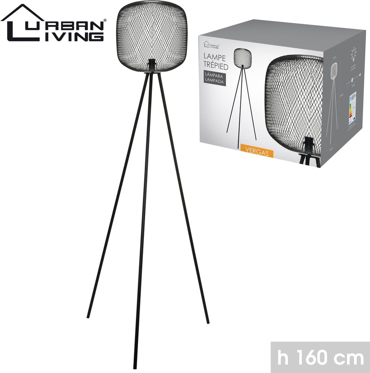 Urban Living - Modern Spirit Vloerlamp - Zwart - Metaal