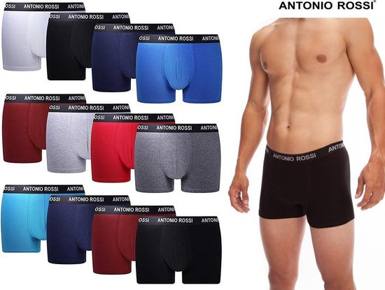 Antonio Rossi Boxer Shorts Hommes - 12 Pack - Short Pipe - Classic - S