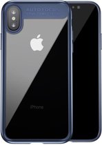 Moderne hardcase iPhone X/XS - Glas/silicone - Transparant/blauw