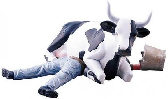 Cow Parade Ni Mu - Cow sitting on man (medium)