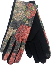 Dielay - Handschoenen met Bloemen - Dames - One Size - Touchscreen Tip - Rood