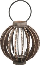 J-Line Windlicht Lant Hout/Glas Zwart