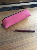 LIAM'S Lederen potloden en pen etui - rood/roze