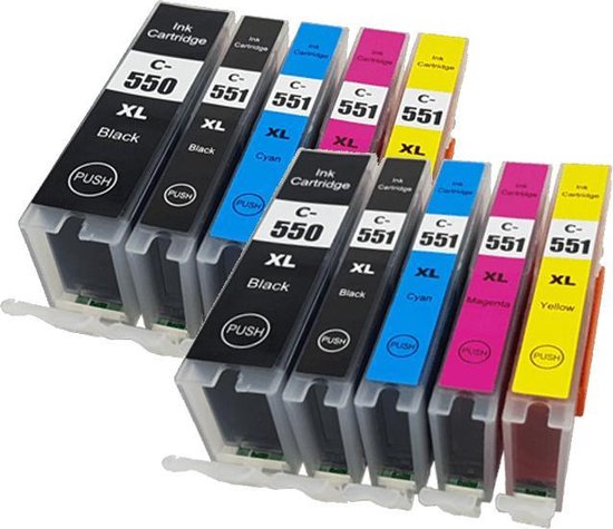 MediaHolland - Huismerk Inkt Cartridges voor Canon CLI-551 en PGI-550 Printers - Set van 10 Stuks - 4 Kleuren - Canon Inktpatronen, Cartridge