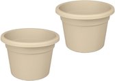 Bloempot Rond Premium 30cm + Bodemgaten CREME Nicoli / 2 STUKS ! /