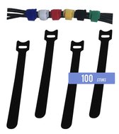 Attaches de Attache-câbles refermables par Fermetures velcro - 100 pièces - Attaches de câble - Organisateur de câbles - Zwart