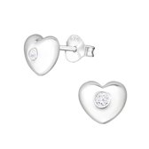 Zilver oorsteker hartje met zirkonia | oorbellen hartje zilver | oorbellen dames | zilverana | Sterling 925 Silver | sieraden vrouw