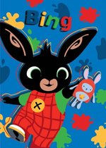 Bing en Hoppity Voosh fleecedeken - 100 x 140 cm. - Bing Bunny plaid - blauw