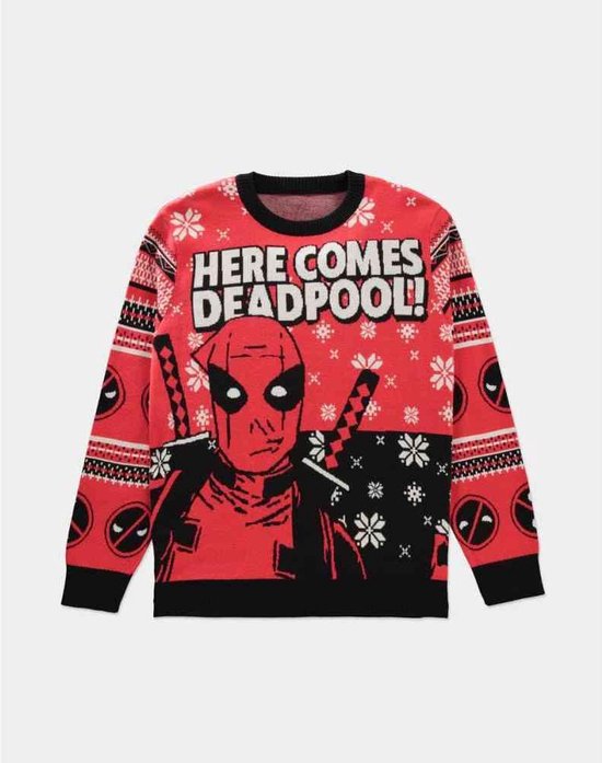 Difuzed Knitted Christmas Jumper Deadpool Unisex Trui