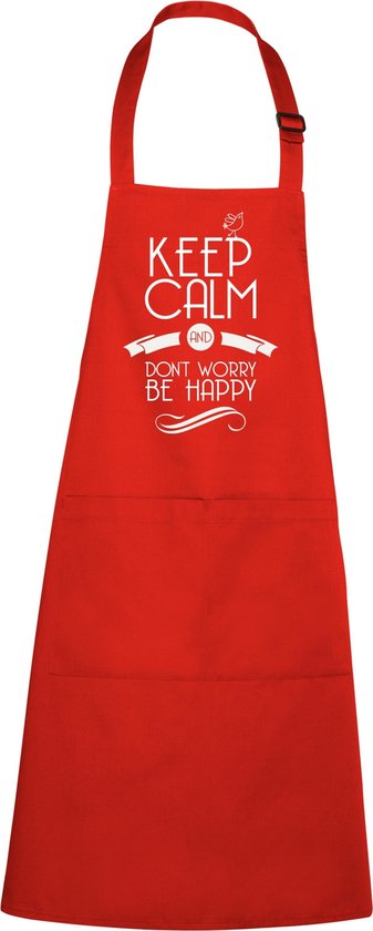 mijncadeautje - Luxe schort - Keep Calm - Dont Worry be Happy - rood
