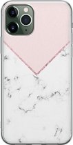 iPhone 11 Pro Max hoesje siliconen - Marmer roze grijs - Soft Case Telefoonhoesje - Marmer - Transparant, Roze