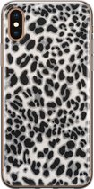 iPhone XS Max hoesje siliconen - Luipaard grijs - Soft Case Telefoonhoesje - Luipaardprint - Transparant, Grijs