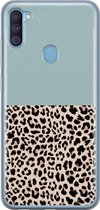 Samsung A11 hoesje - Luipaard mint | Samsung Galaxy A11 hoesje | Siliconen TPU hoesje | Backcover Transparant