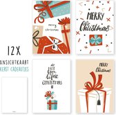 Kerstkaarten - kaartenset - ansichtkaarten - Kerst cadeaus - 12 stuks - wenskaarten - kimago.nl