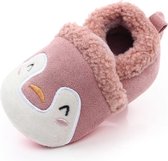 Roze pinguïn sloffen - Katoen - Maat 21 - Zachte zool - 12 tot 18 maanden