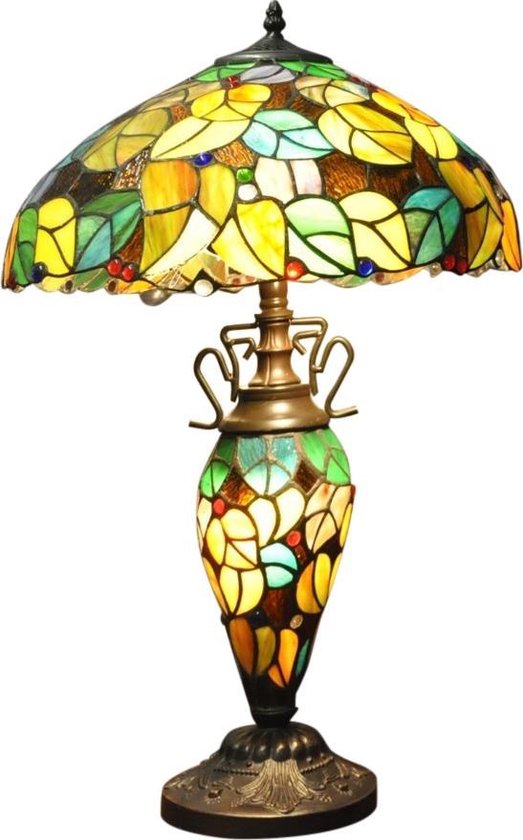 Tiffany Lamp - Unieke Lamp - Antiek Uitstraling - Luxe 3 Lampen Tafellamp -... bol.com