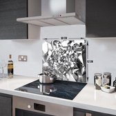 Zilver Kristallook Tempered Glazen Spatbescherming Voor Achter de Kookplaat 52cm x 60cm