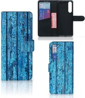 Magnet Case Sony Xperia 1 II Telefoonhoesje Wood Blue