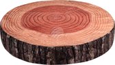 Sierkussen bank kussen | boomstam hout schors | Ø 35 cm | woondecoratie | herfstdecoratie