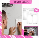 DOUCHI x Liefde - Watervast Notitieblokje voor onder de douche met bedrukking - cadeau voor stel - liefdescadeau