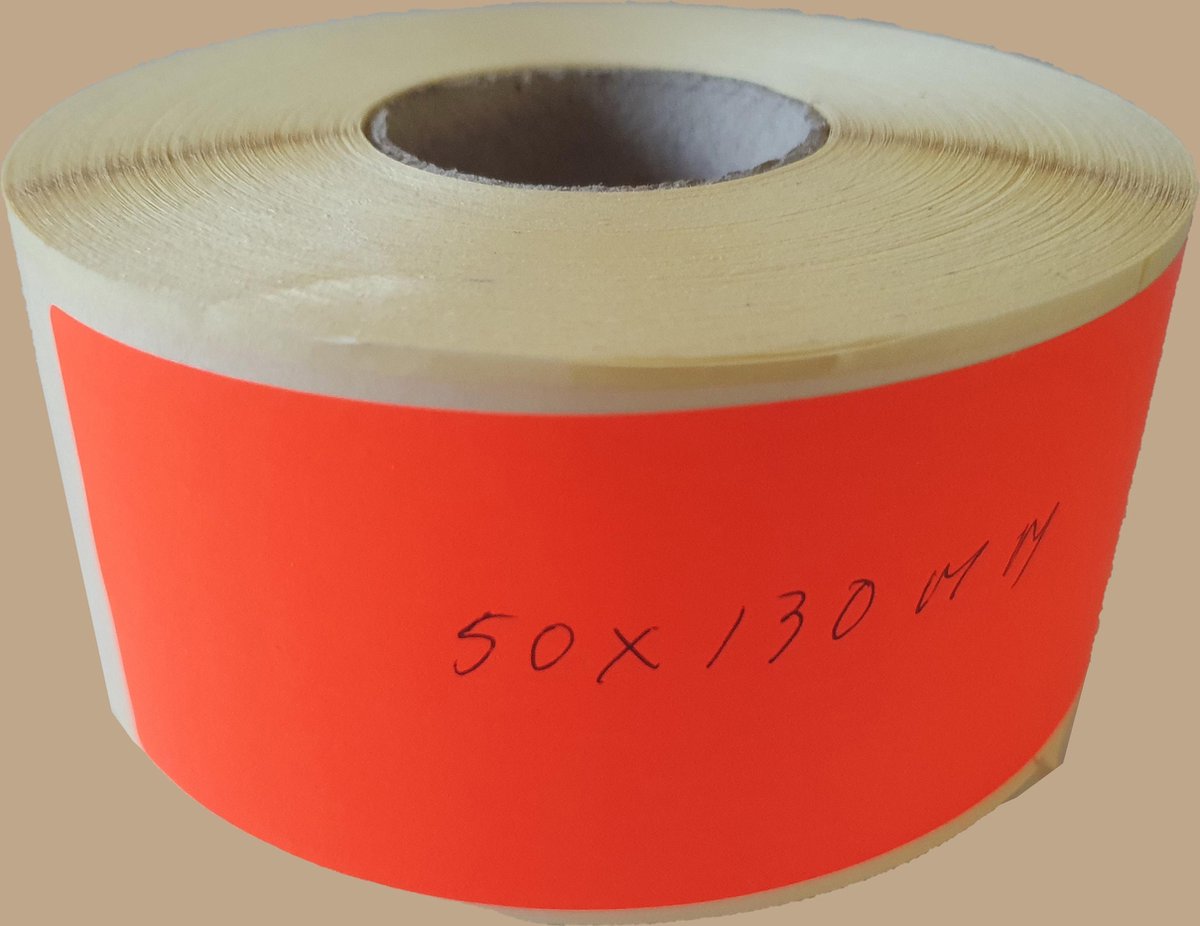 Blanco etiketten op rol - 130 x 50 mm rechthoek - radiant rood