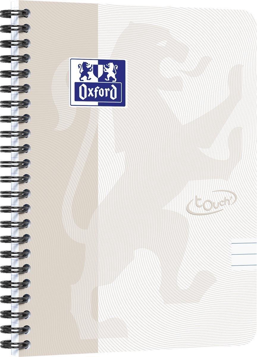 Oxford Touch - Schrijfblok - A5 - Gelijnd - 140 pagina's - 90g - soft cover - licht grijs