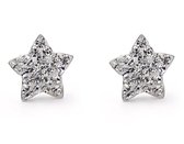 Zilveren oorknoppen 9mm ster met kristal steentjes