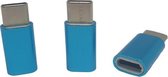 Set van 3 Verloop Adapter MICRO USB-adapter naar USB-C – Nieuw Model - Opzetstuk - Micro-USB to USB C Converter - Blauw - oDaani