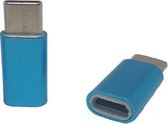 Set van 2 Verloop Adapter MICRO USB-adapter naar USB-C – Nieuw Model - Opzetstuk - Micro-USB to USB C Converter - Blauw - oDaani