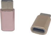 Set van 2 Verloop Adapter MICRO USB-adapter naar USB-C – Nieuw Model - Opzetstuk - Micro-USB to USB C Converter – Roze + Goud - oDaani