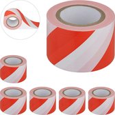 Relaxdays 6x afzetlint rood wit - afzetband - waarschuwingslint 200 m - lint waarschuwing