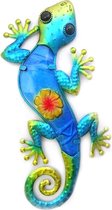 Salamander | metaal & glas | bloem | blauw | L | 30 x 14cm