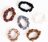 Moodadventures | Haar | Set van 6 Scrunchies Parelmoerglans | Haarelastiek