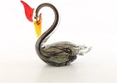 Glazen beeldje - zwarte zwaan - Murano stijl - glas - hoogte 20,9cm