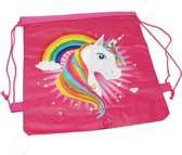 Unicorn eenhoorn rainbow regenboog rugtas - tas - rugzak - gymtas - kinderrugzak - 35cm x 28cm - Donker roze