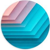 Forex Wandcirkel - Roze/Paarse/Blauwe Vlakken - 100x100cm Foto op Wandcirkel (met ophangsysteem)