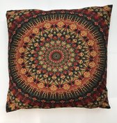 Mandala kussenhoes – Soft Touch – 45 x 45 cm - groen/oker/Bordeaux