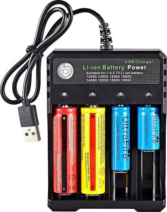 Best - Batterij oplader- USB - 10440 - 14500 - 16340 - 16650 - 14650 -  18350 - 18500... | bol.com
