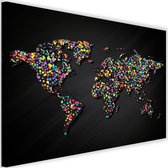 Schilderij Wereldkaart met gekleurde rondjes, 2 maten