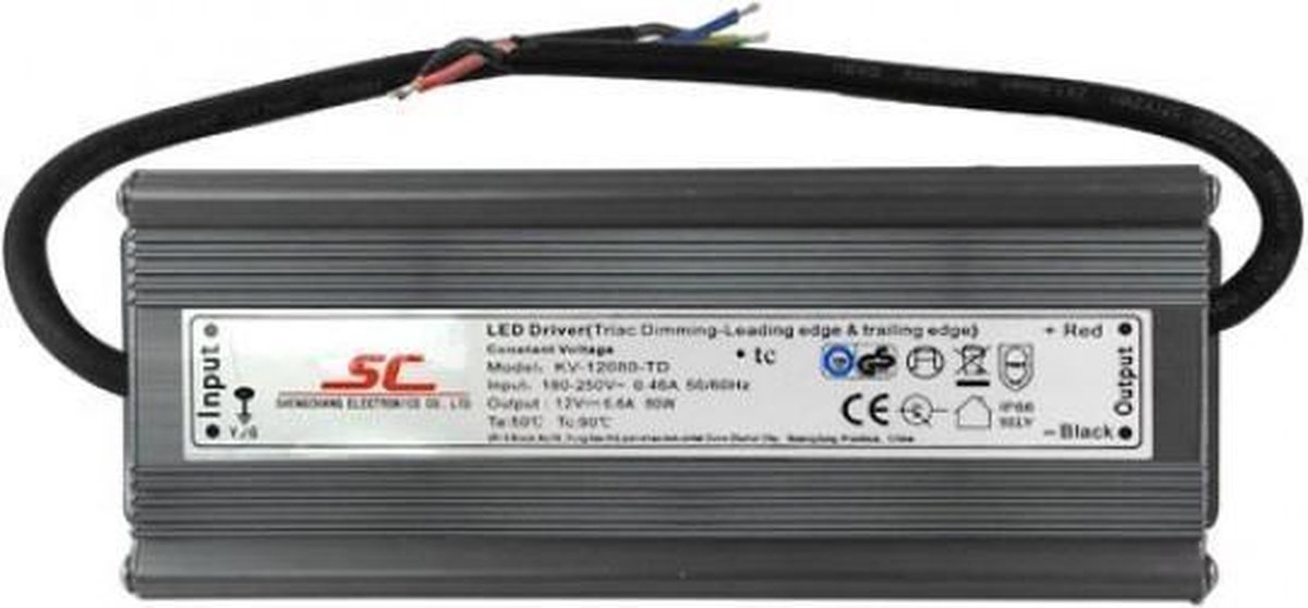 LED Transformator 80W 12V DC IP20 CV Dimbaar - Ledl