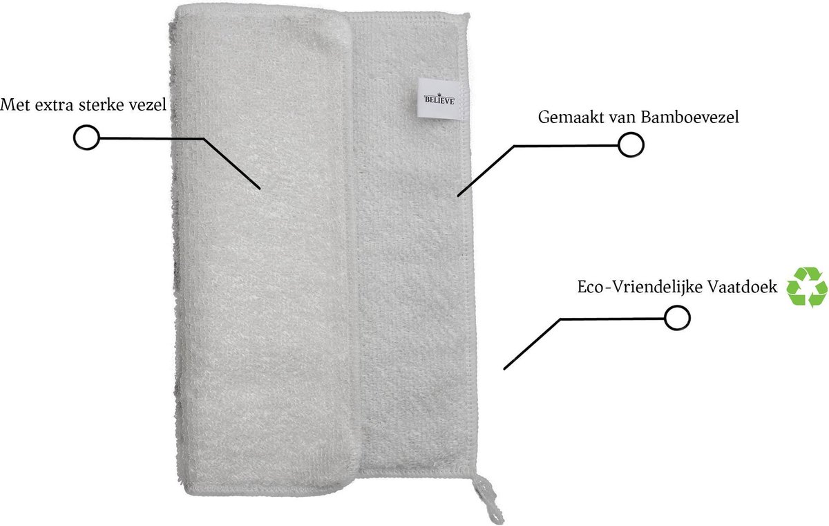 Believe Vaatdoekhouder met Gratis Eco-Vriendelijke Vaatdoek - Aanrecht organiser met Plaksticker - Gootsteen organizer - Wit — afbeelding 6