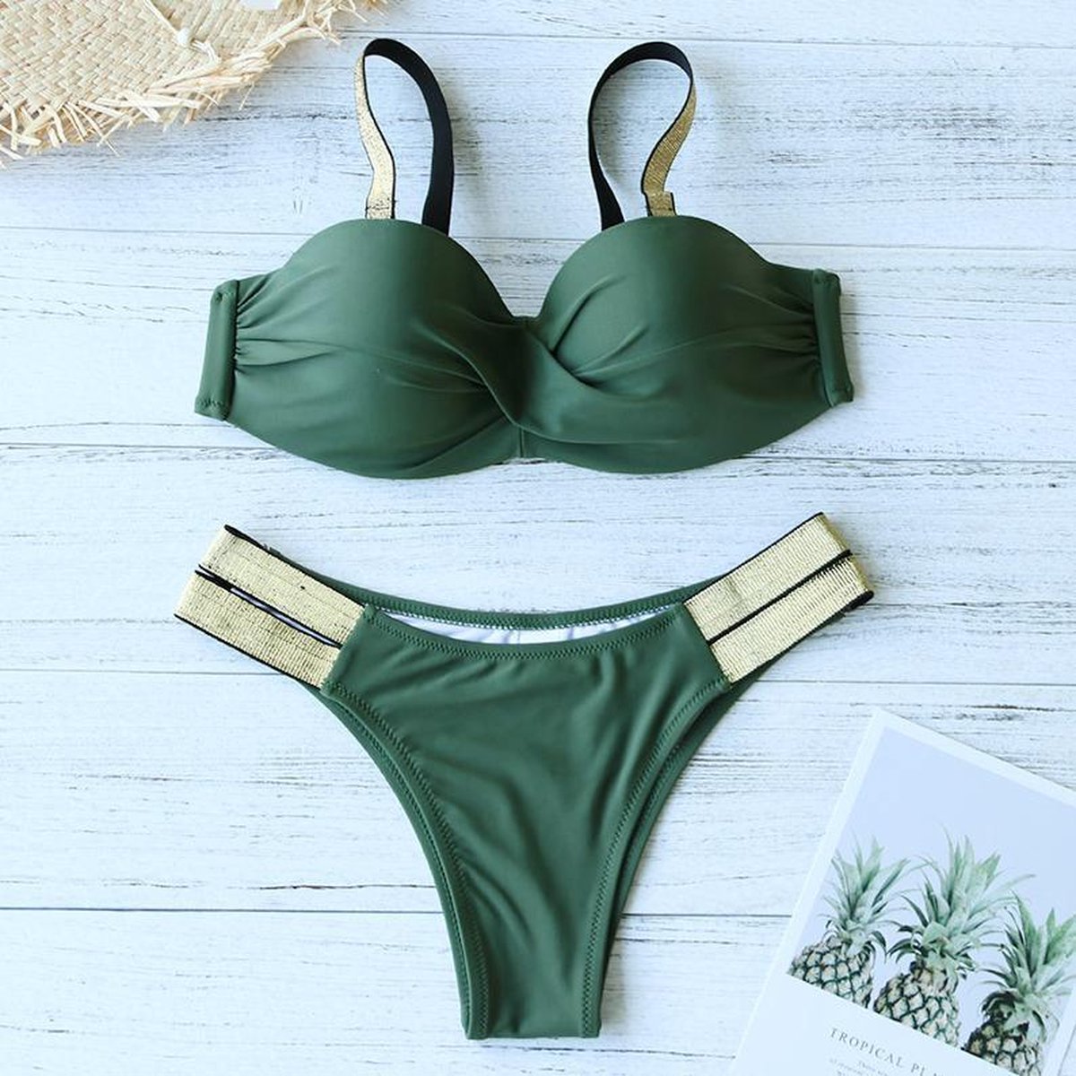 Nodig hebben luister Vlekkeloos Bikini groen met goud - dames badkleding | bol.com