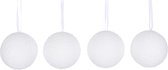 12x Witte sneeuw kerstballen van foam 8 cm - Kerstboomversiering/kerstversiering - Kerstballen/sneeuwballen wit