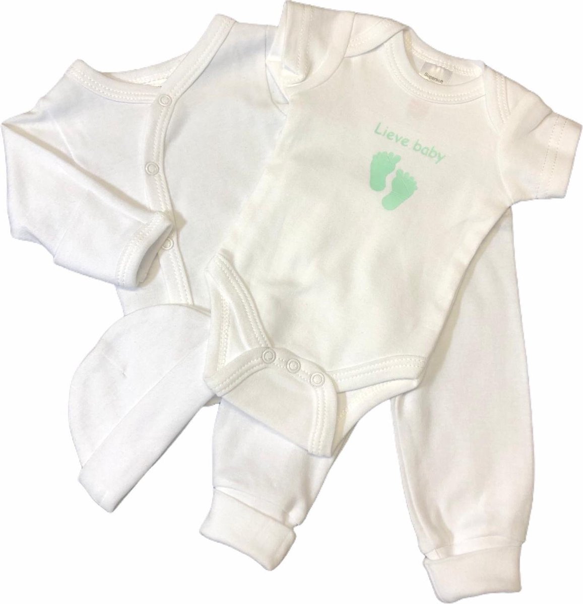 Soft Touch Babykleding Set Lieve Baby Wit groen 4 delig Mt 50 56 bol