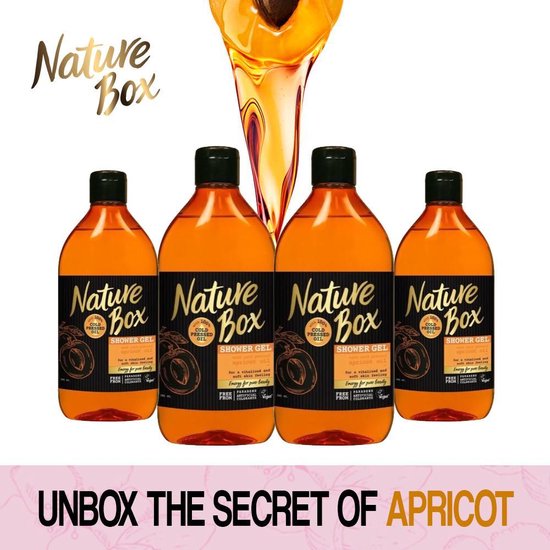 Nature Box Shower Gel 100 Geperst Apricot Olie 4 x 385 ml Voordeel